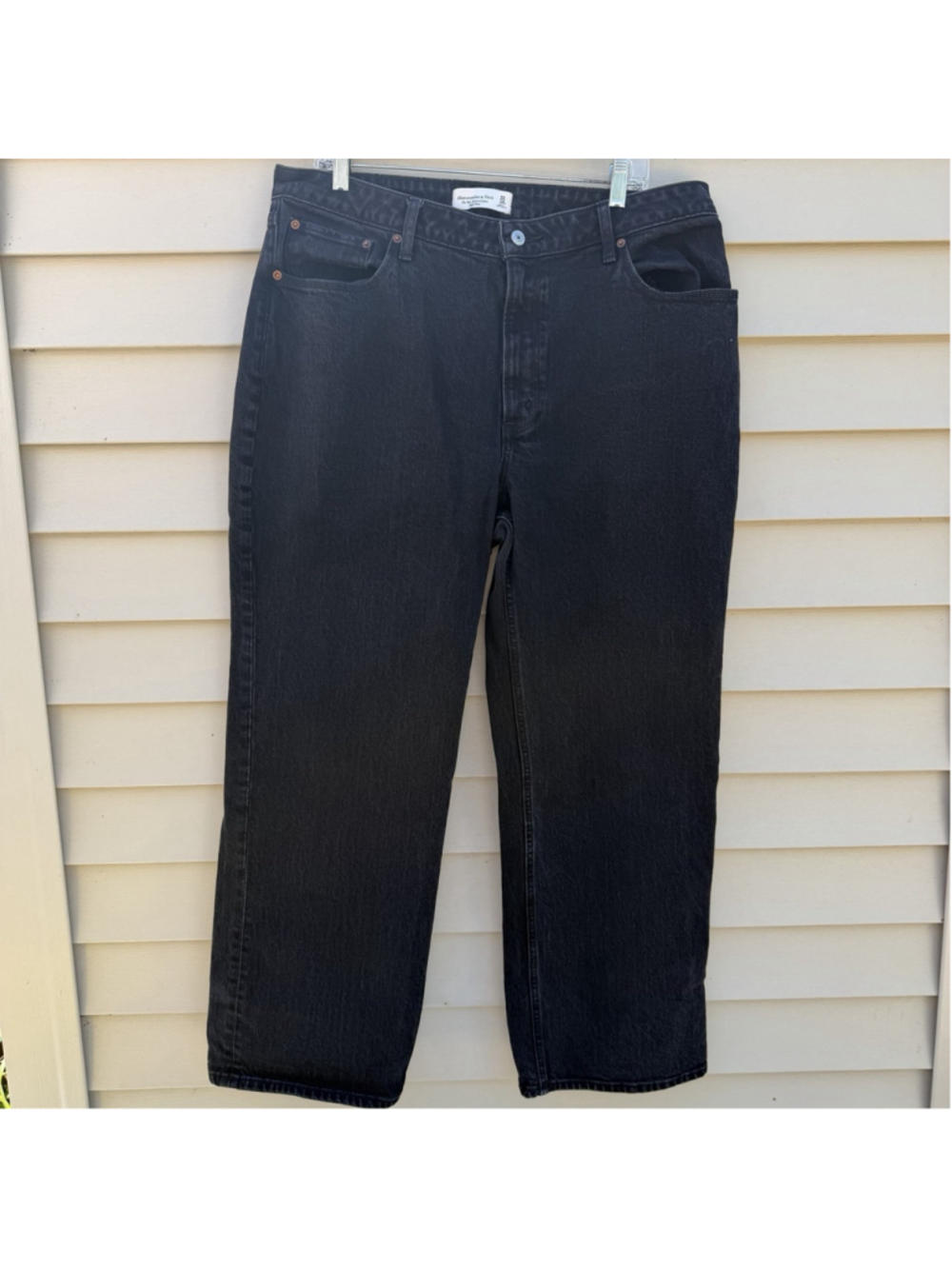Abercrombie Fitch The 90s Relaxed High Rise Curve Love Jeans Womens 33/16 Black